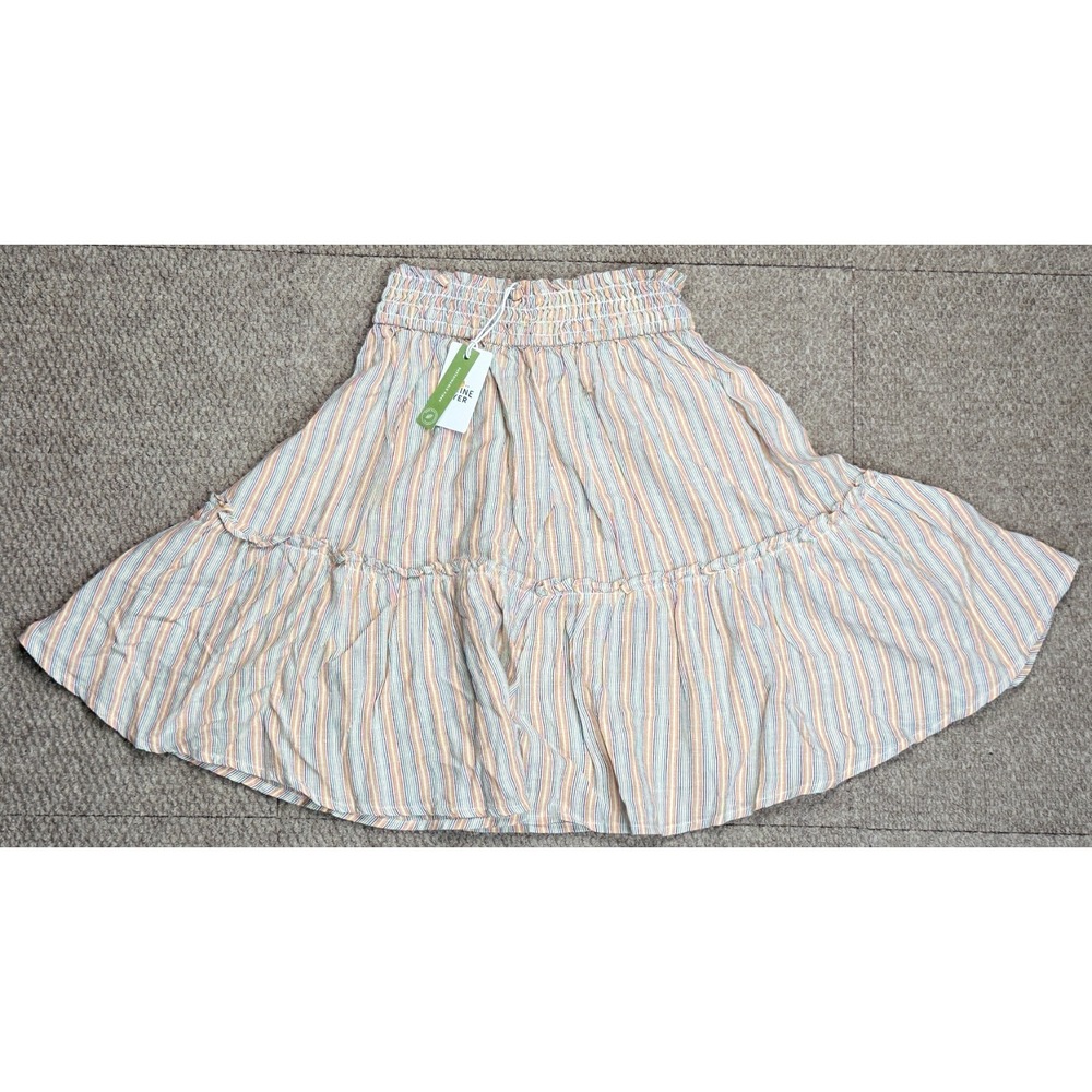 Marine Layer Striped Mini Skirt in Pastel Blue, Pink, and Cream